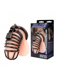Черная металлическая клетка с замком Deluxe Chastity Cage - BlueLine - купить с доставкой в Новомосковске
