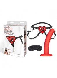 Красный поясной фаллоимитатор Red Heart Strap on Harness   5in Dildo Set - 12,25 см. - Lux Fetish - купить с доставкой в Новомосковске