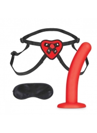 Красный поясной фаллоимитатор Red Heart Strap on Harness   5in Dildo Set - 12,25 см. - Lux Fetish - купить с доставкой в Новомосковске