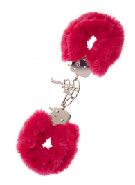 Металлические наручники с красной меховой опушкой METAL HANDCUFF WITH PLUSH RED - Dream Toys - купить с доставкой в Новомосковске