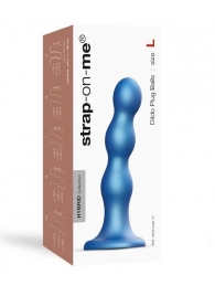 Голубая насадка Strap-On-Me Dildo Plug Balls size L - Strap-on-me - купить с доставкой в Новомосковске