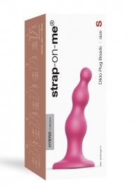 Розовая насадка Strap-On-Me Dildo Plug Beads size S - Strap-on-me - купить с доставкой в Новомосковске