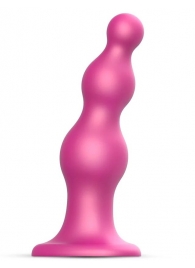 Розовая насадка Strap-On-Me Dildo Plug Beads size L - Strap-on-me - купить с доставкой в Новомосковске