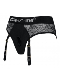 Черные трусики для насадок Diva Lingerie Harness - size L - Strap-on-me - купить с доставкой в Новомосковске
