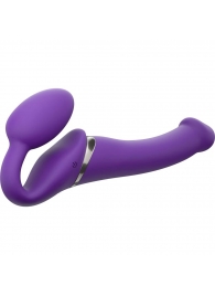 Фиолетовый безремневой вибрострапон Vibrating Bendable Strap-On - size L - Strap-on-me - купить с доставкой в Новомосковске