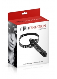 Черный кляп-фаллоимитатор Double Penis Gag - Fetish Tentation - купить с доставкой в Новомосковске
