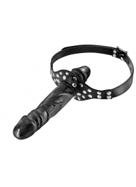 Черный кляп-фаллоимитатор Double Penis Gag - Fetish Tentation - купить с доставкой в Новомосковске
