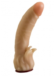 Телесная гелевая насадка-фаллос с клиторальными лепестками - 18,5 см. - LOVETOY (А-Полимер) - купить с доставкой в Новомосковске