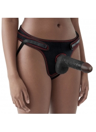 Женский темнокожий страпон Easy Strapon Set 7 Inch - 18 см. - Lovetoy - купить с доставкой в Новомосковске