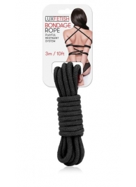 Черная хлопковая веревка для связывания - 3 м. - Lux Fetish - купить с доставкой в Новомосковске