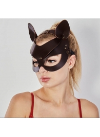 Коричневая кожаная маска  Кошечка - Sitabella - купить с доставкой в Новомосковске