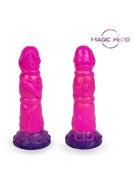 Розовый рельефный фантазийный фаллоимитатор - 20 см. - Bior toys - купить с доставкой в Новомосковске