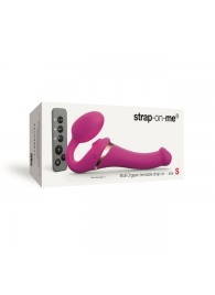 Ярко-розовый безремневой страпон Multi Orgasm Size S с клиторальной стимуляцией - Strap-on-me - купить с доставкой в Новомосковске