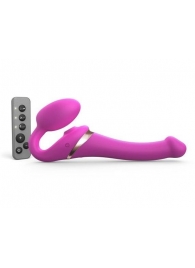 Ярко-розовый безремневой страпон Multi Orgasm Size S с клиторальной стимуляцией - Strap-on-me - купить с доставкой в Новомосковске