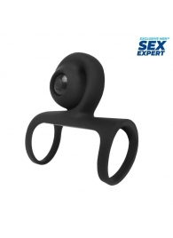 Черная вибронасадка на пенис Sex Expert - Sex Expert - в Новомосковске купить с доставкой