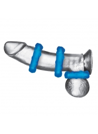 Комплект из трех голубых эрекционных колец 3-Pack Ribbed Rider Cock Ring Set - BlueLine - в Новомосковске купить с доставкой