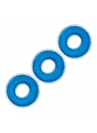 Комплект из трех голубых колец для эрекции 3-Pack Ultra-Stim Stretch Cock Rings - BlueLine - в Новомосковске купить с доставкой