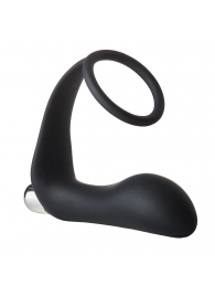 Черное эрекционное кольцо с вибропробкой Vibrating Anal Plug With Cockring - Dream Toys - в Новомосковске купить с доставкой