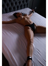 Черный кожаный набор фиксации на кровати Sex Game - БДСМ Арсенал - купить с доставкой в Новомосковске
