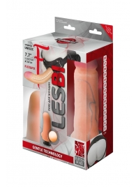 Телесный страпон Harness LESBI с вагинальной пробкой - 16,5 см. - LOVETOY (А-Полимер) - купить с доставкой в Новомосковске