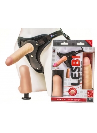 Телесный страпон Harness LESBI с вагинальной пробкой - 16,5 см. - LOVETOY (А-Полимер) - купить с доставкой в Новомосковске