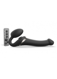Черный безремневой страпон Multi Orgasm Size M с клиторальной стимуляцией - Strap-on-me - купить с доставкой в Новомосковске