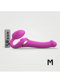 Ярко-розовый безремневой страпон Multi Orgasm Size M с клиторальной стимуляцией - Strap-on-me - купить с доставкой в Новомосковске