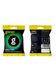 Ультратонкие презервативы Ganzo Ultra thin в мягкой упаковке - 3 шт. - Ganzo - купить с доставкой в Новомосковске