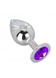 Большой плаг из стали с фиолетовым кристаллом Violet Dream - 9,5 см. - Erotic Fantasy - купить с доставкой в Новомосковске