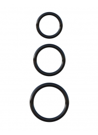 Набор из трех черных эрекционных колец Silicone 3-Ring Stamina Set - Pipedream - в Новомосковске купить с доставкой