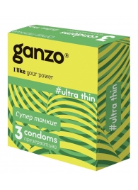 Ультратонкие презервативы Ganzo Ultra thin - 3 шт. - Ganzo - купить с доставкой в Новомосковске