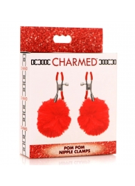 Красные зажимы на соски с помпонами Pom Pom - XR Brands - купить с доставкой в Новомосковске
