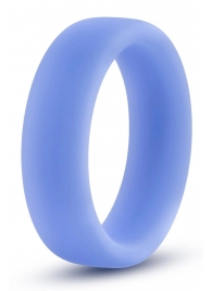 Голубое люминесцентное кольцо Silicone Glo Cock Ring - Blush Novelties - в Новомосковске купить с доставкой