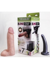 Страпон-унисекс с двумя насадками UNI strap 7  Harness - 19 и 16 см. - LOVETOY (А-Полимер) - купить с доставкой в Новомосковске
