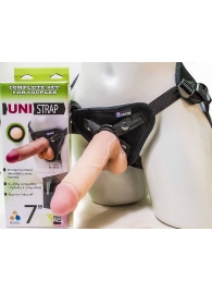 Страпон-унисекс с двумя насадками UNI strap 7  Harness - 19 и 16 см. - LOVETOY (А-Полимер) - купить с доставкой в Новомосковске