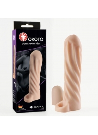Телесная насадка-удлинитель Okoto со спиралевидным рельефом - 16 см. - Sitabella - в Новомосковске купить с доставкой