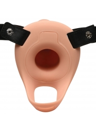 Телесный полый страпон 2  Erection 28X Smooth Vibrating Silicone Penis Sheath - 16 см. - XR Brands - купить с доставкой в Новомосковске