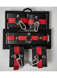 Черно-красный набор фиксаций: наручники, оковы и ошейник - Crazy Handmade - купить с доставкой в Новомосковске
