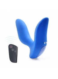 Синий вибромассажер простаты 3,5’’ Remote Control Curve P-spot Massager - 12 см. - Erokay - в Новомосковске купить с доставкой