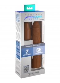 Коричневая насадка на член 2  Silicone X-tension - 20,3 см. - Pipedream - в Новомосковске купить с доставкой