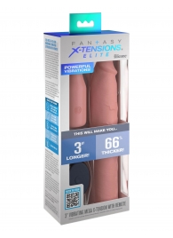Телесная вибронасадка на член 3  Vibrating Mega X-tension with Remote - 22,9 см. - Pipedream - в Новомосковске купить с доставкой