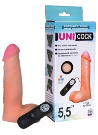 Фаллическая насадка Харнесс UNICOCK 5,5  с вибрацией - 17 см. - LOVETOY (А-Полимер) - купить с доставкой в Новомосковске
