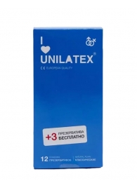 Классические презервативы Unilatex Natural Plain - 12 шт. + 3 шт. в подарок - Unilatex - купить с доставкой в Новомосковске