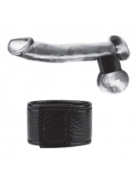 Чёрная утяжка на мошонку 1  Velcro Ball Stretcher - BlueLine - купить с доставкой в Новомосковске