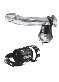 Утяжка на пенис и мошонку Cock Ring With 1.5  Ball Stretcher And Optional Weight Ring - BlueLine - купить с доставкой в Новомосковске