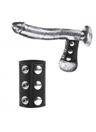 Чёрная утяжка на кнопках 100% PVC STRAP WITH METAL SNAP - BlueLine - купить с доставкой в Новомосковске