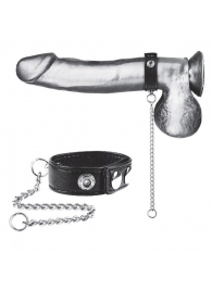 Утяжка на пенис с поводком Snap Cock Ring With 12  Leash - BlueLine - купить с доставкой в Новомосковске
