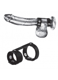 Утяжка на пенис с клёпками Duo Snap Cock And Ball Ring - BlueLine - купить с доставкой в Новомосковске