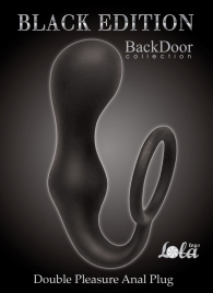 Чёрное эрекционное кольцо с анальной пробкой Double Pleasure Anal Plug - Lola Games - в Новомосковске купить с доставкой