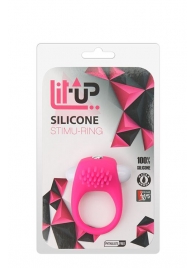 Розовое эрекционное кольцо с щеточкой LIT-UP SILICONE STIMU RING 5 - Dream Toys - в Новомосковске купить с доставкой